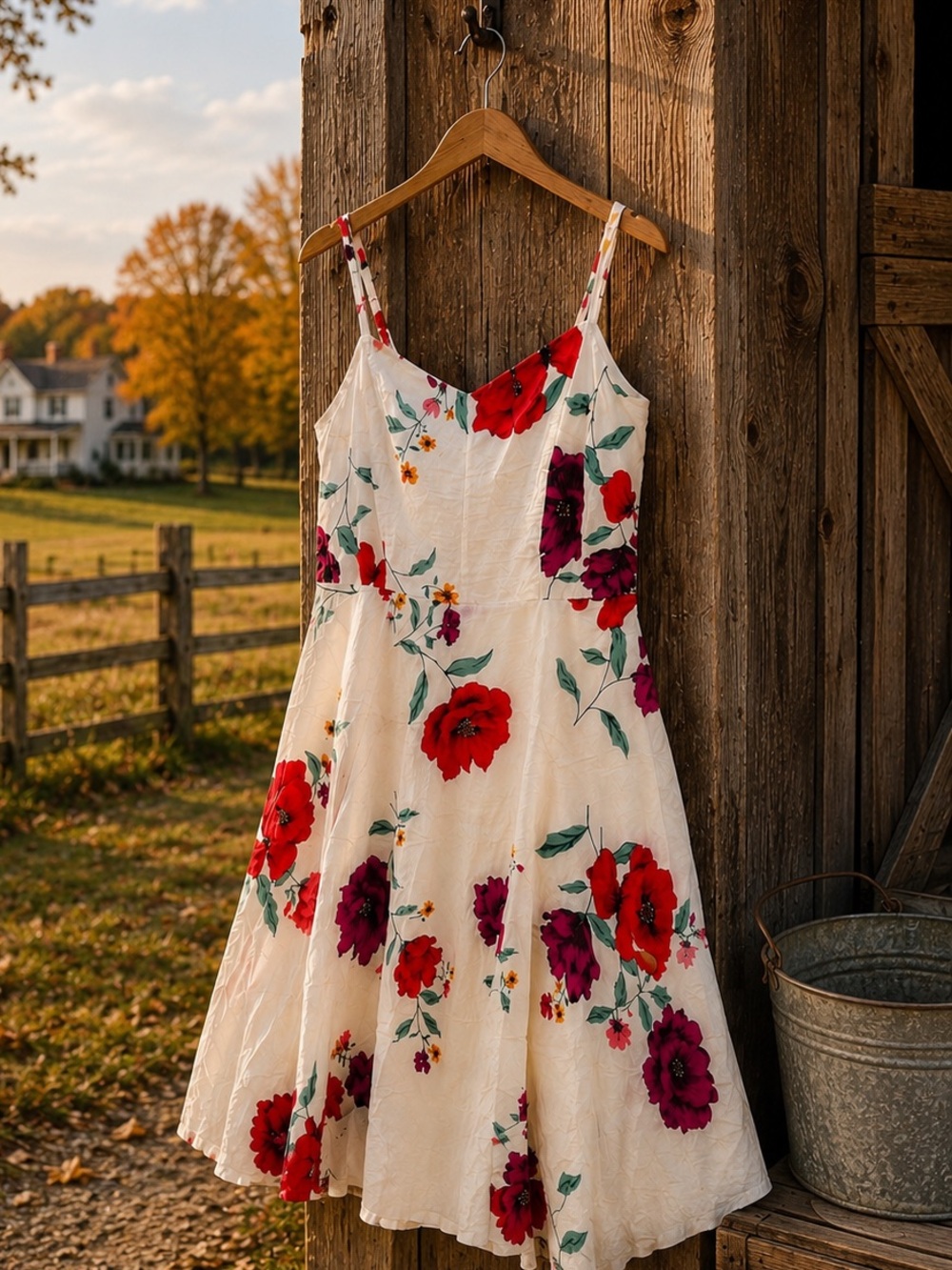 Old Navy Floral Fit & Flare Sundress Womens Medium Cream Pink Strappy